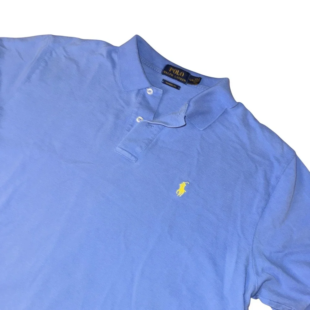 Polo Ralph Lauren Polo Shirt Large Blue Classic Fit Short Sleeve Pony Logo